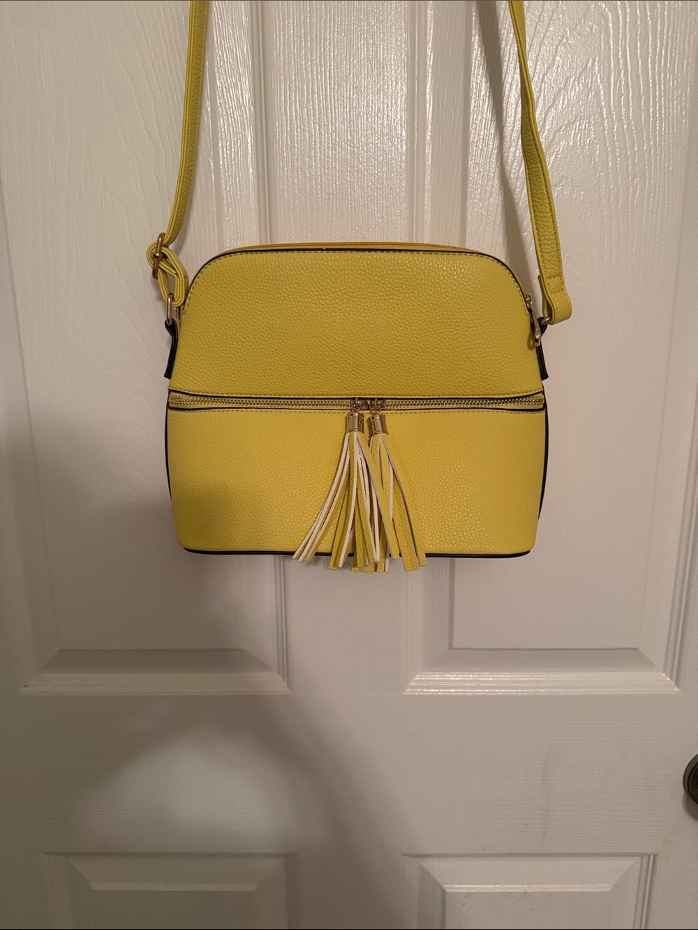 Yellow Tassel Leather Crossbody Bag